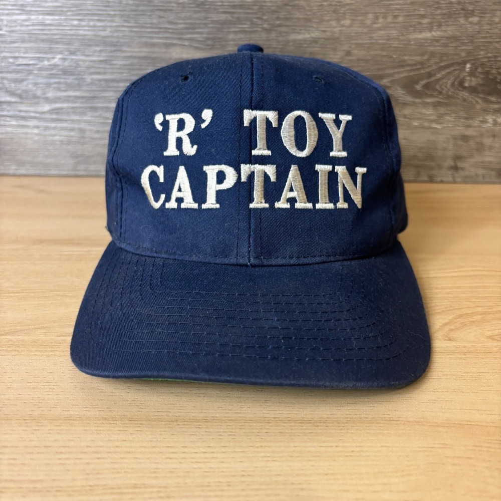 Vintage R Toy Captain Hat Cap Snap Back Navy Trucker Embroidered